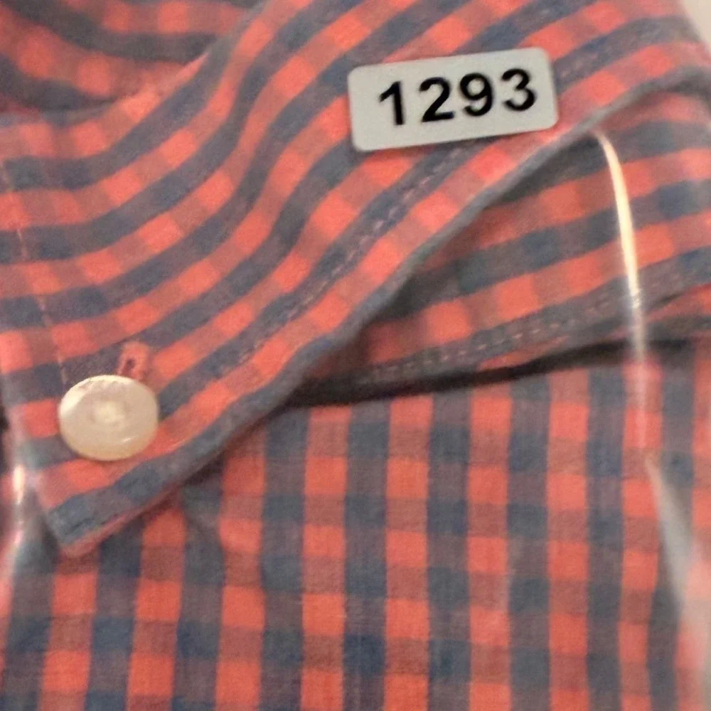 Vineyard Vines Boys Gingham Whale Shirt Red Blue Button Down M 12-14 3W001157